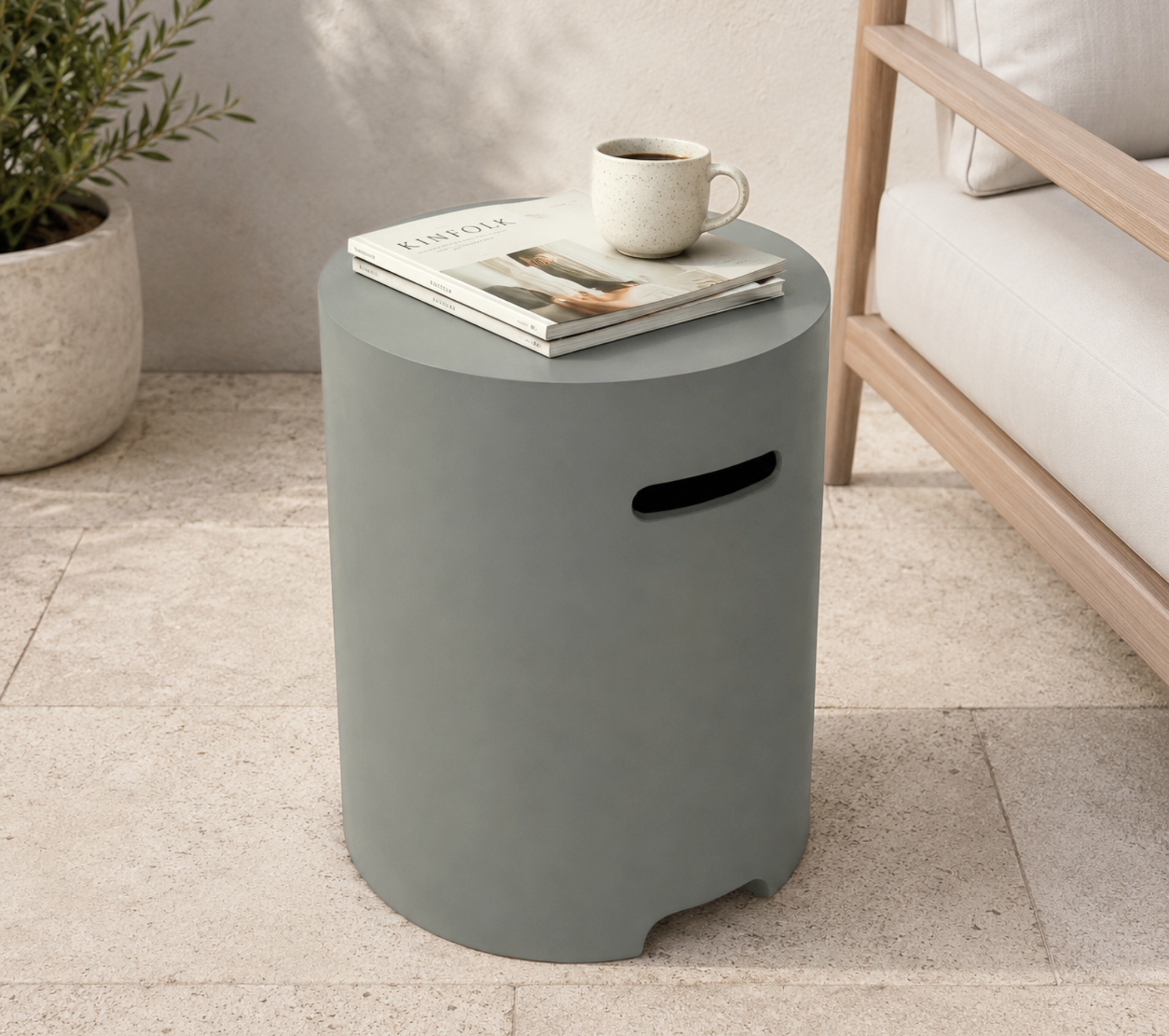 Propane Tank Cover Table - Lightweight Concrete Design