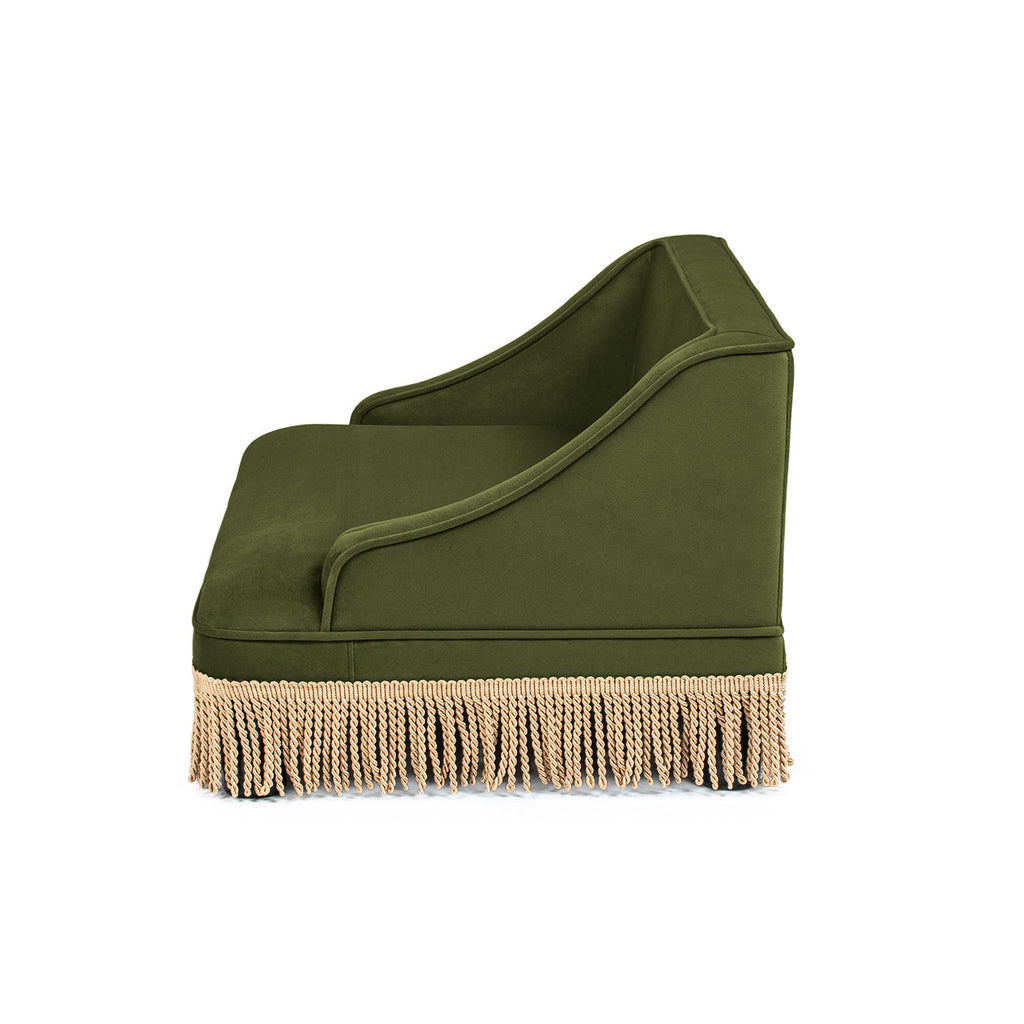 Duchess 33" Medium Princess Pet Bed Sofa with Fringe Skirt, Olive