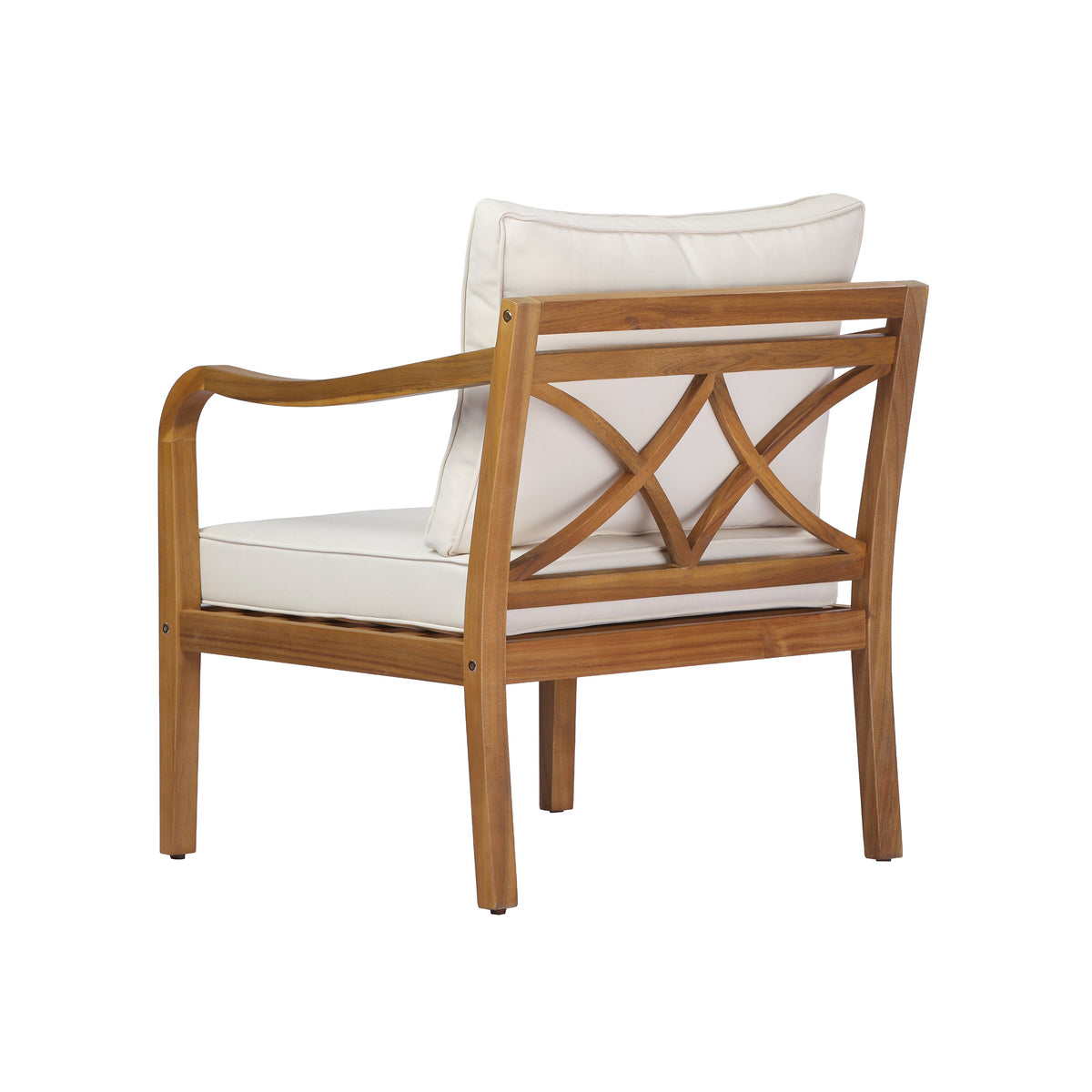 Acacia Wood Patio Furniture Club Chair Set (Teak Finish & Beige Cushion)