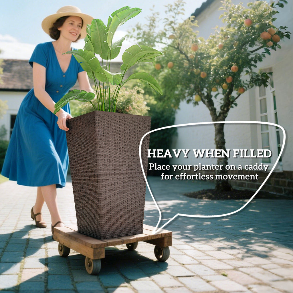 Outdoor Flower Plant Pots - Set of 3 Tall Planters