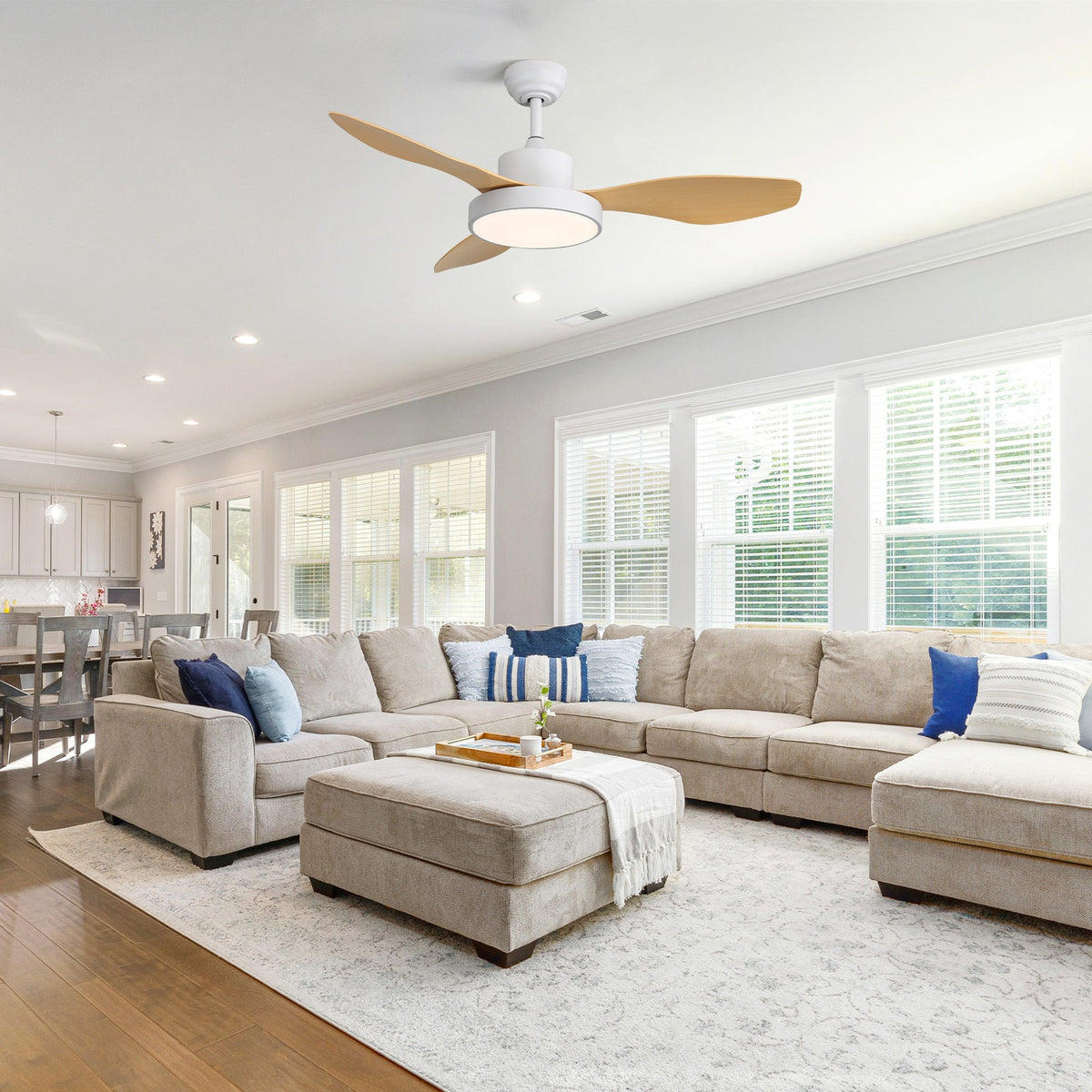 47 Inch Ceiling Fan with 22W LED Light and Remote Control