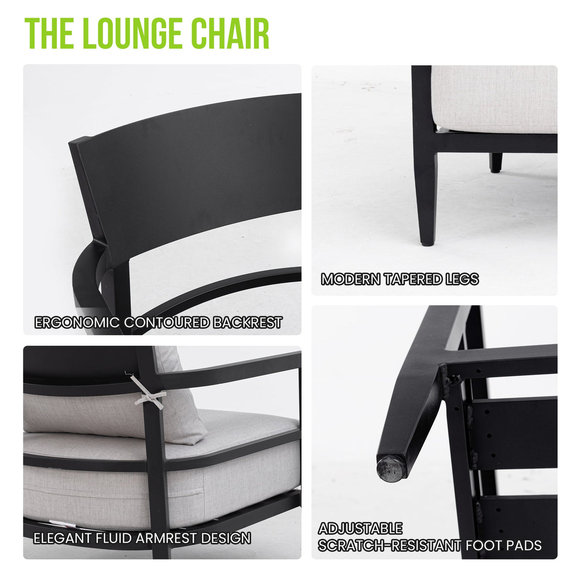 4PC Outdoor Conversation Set with Modern Club Chairs