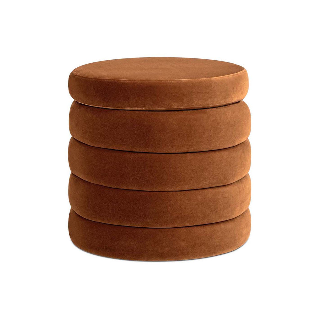 Fuji 19" Oversized Round Storage Ottoman, Burnt