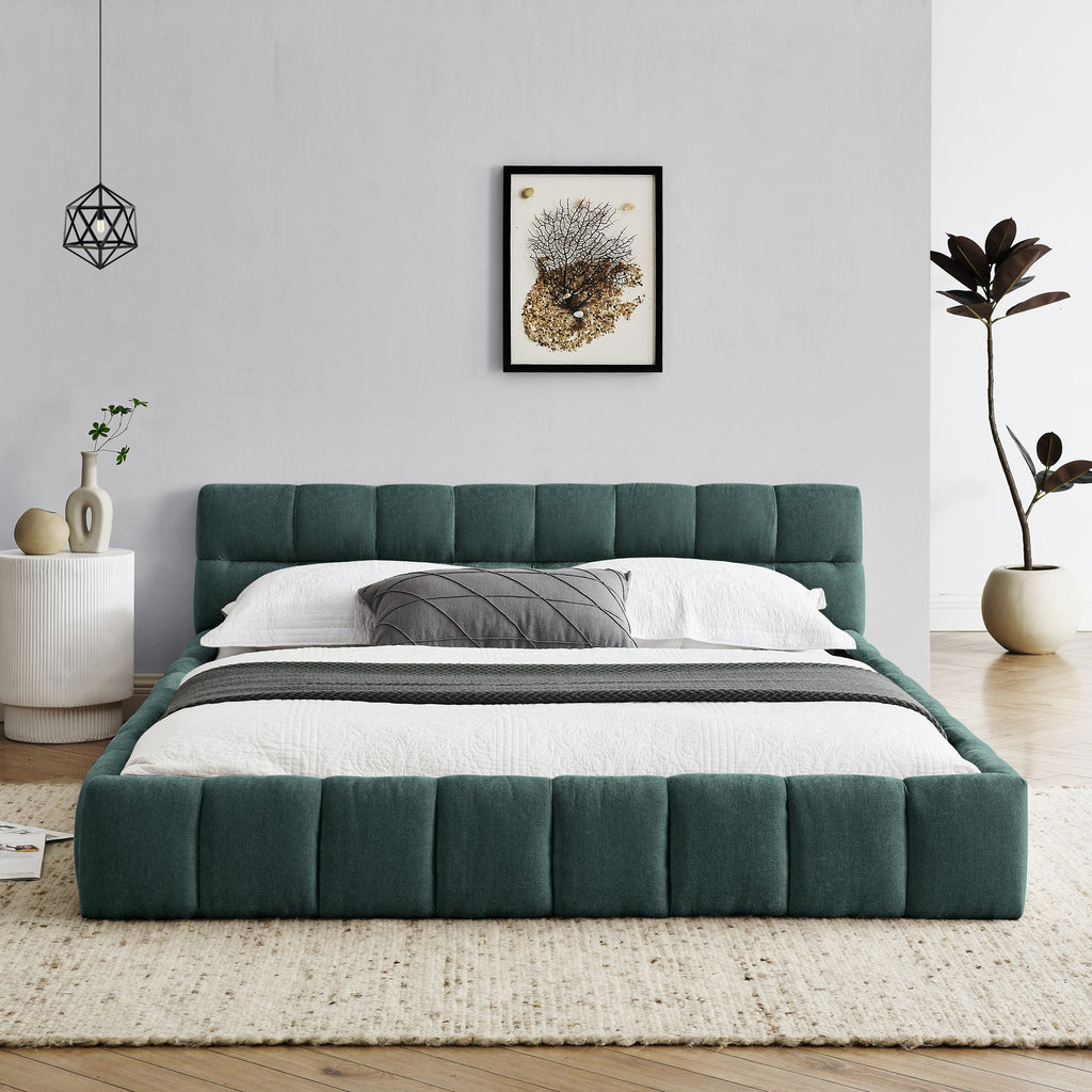 Queen Size Upholstered Bed Frame with Thick Fabric