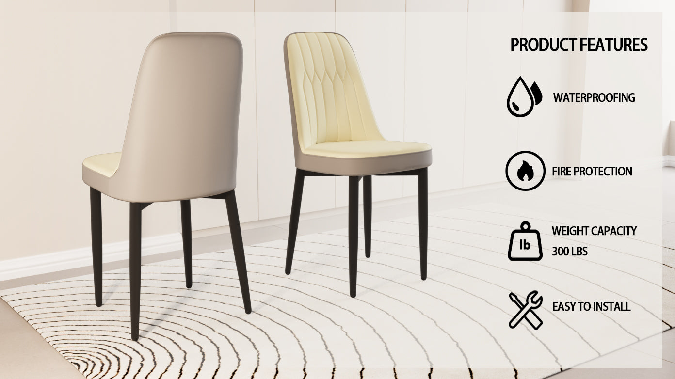 Set of 2 Modern PU Leather Dining Chairs