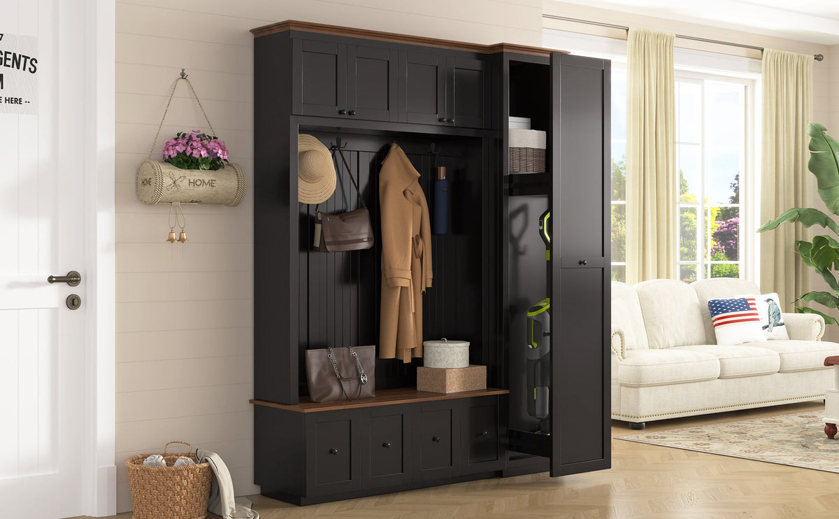 Vibe Haus 78.7"H Entryway Hall Tree with Storage Bench