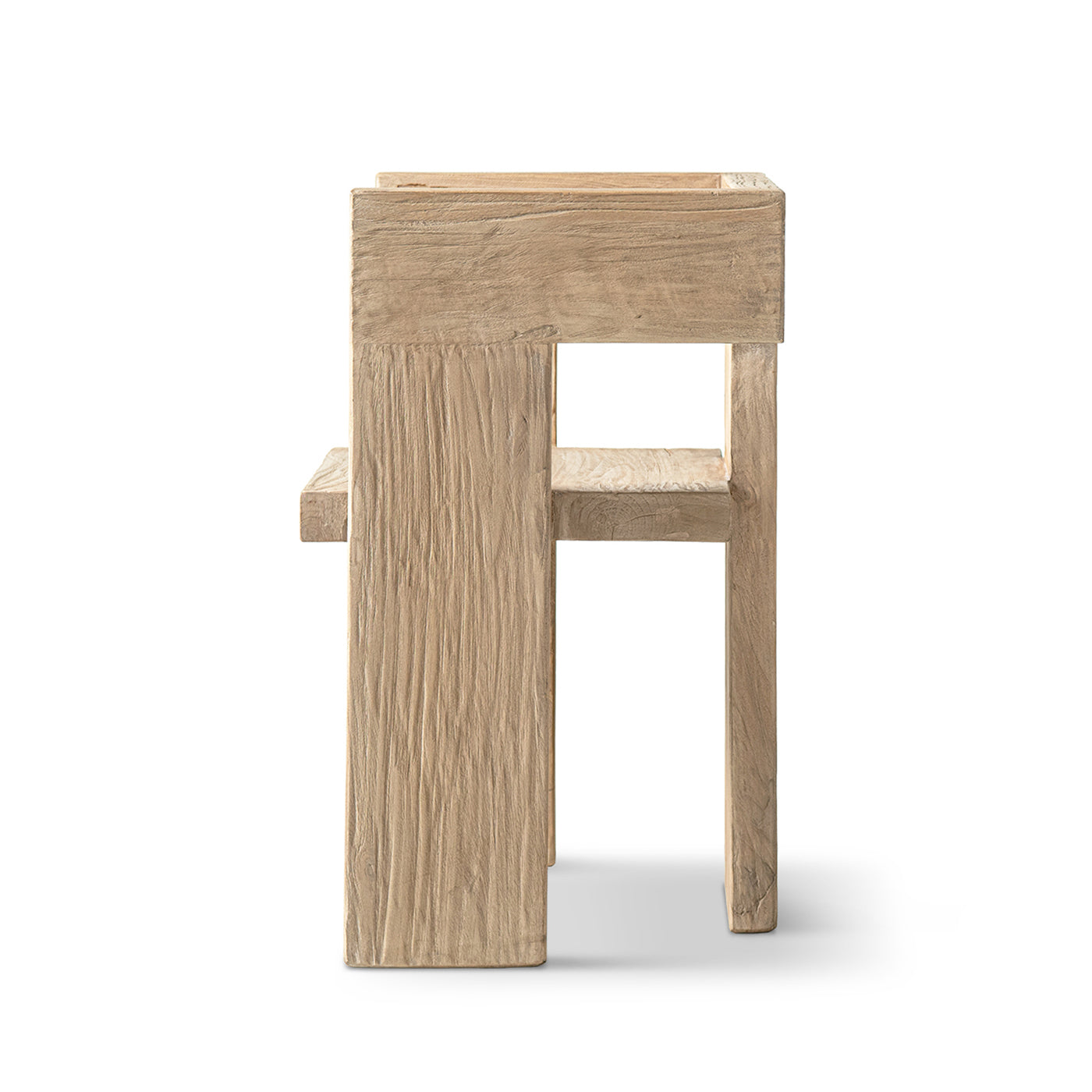 Avenel Solid Reclaimed Elm Sculptural Block Accent Chair
