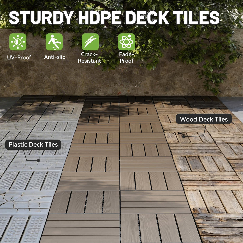 27 Pcs Interlocking Deck Tiles for Outdoor Use