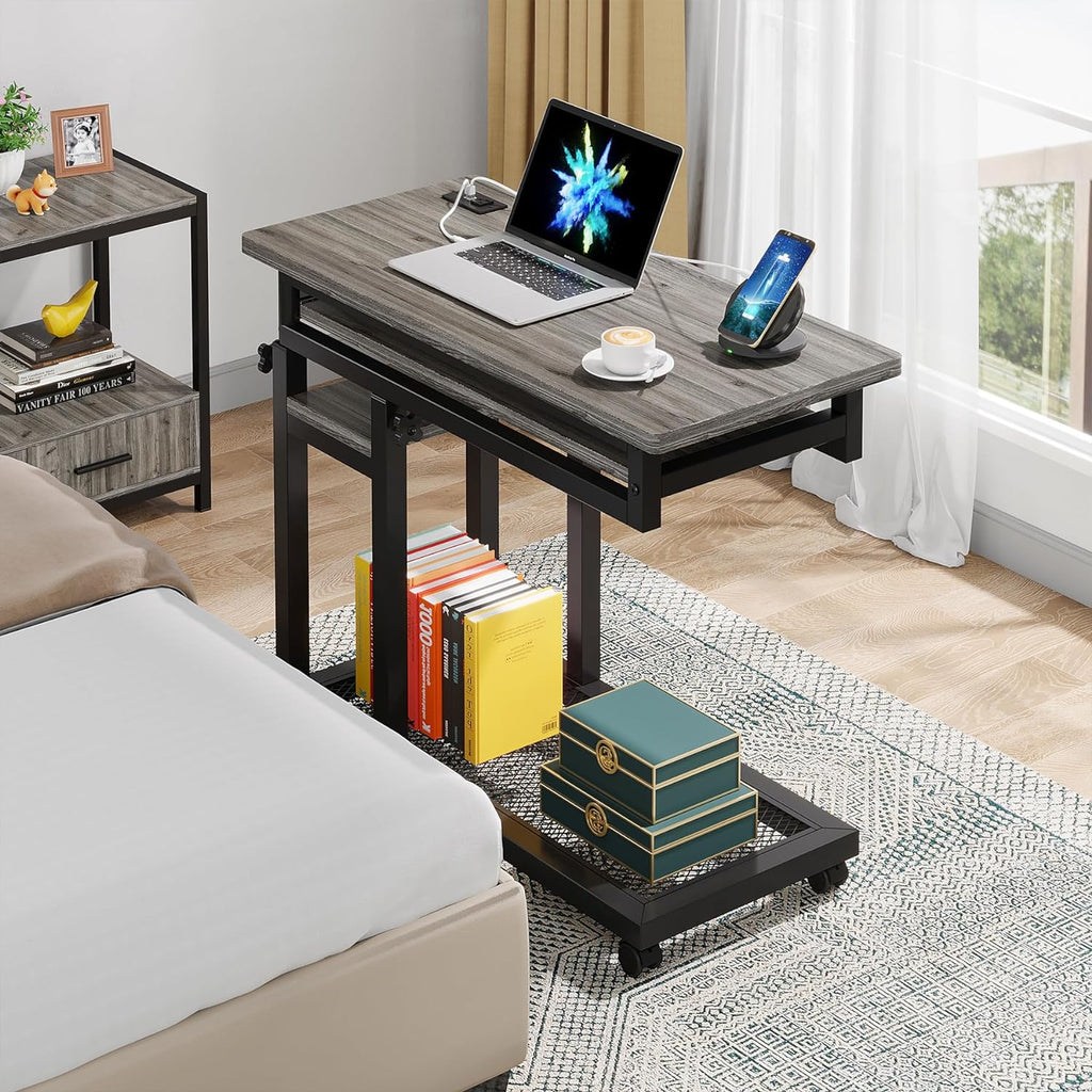 28"-39.3" Height Adjustable Portable Desk with USB Ports