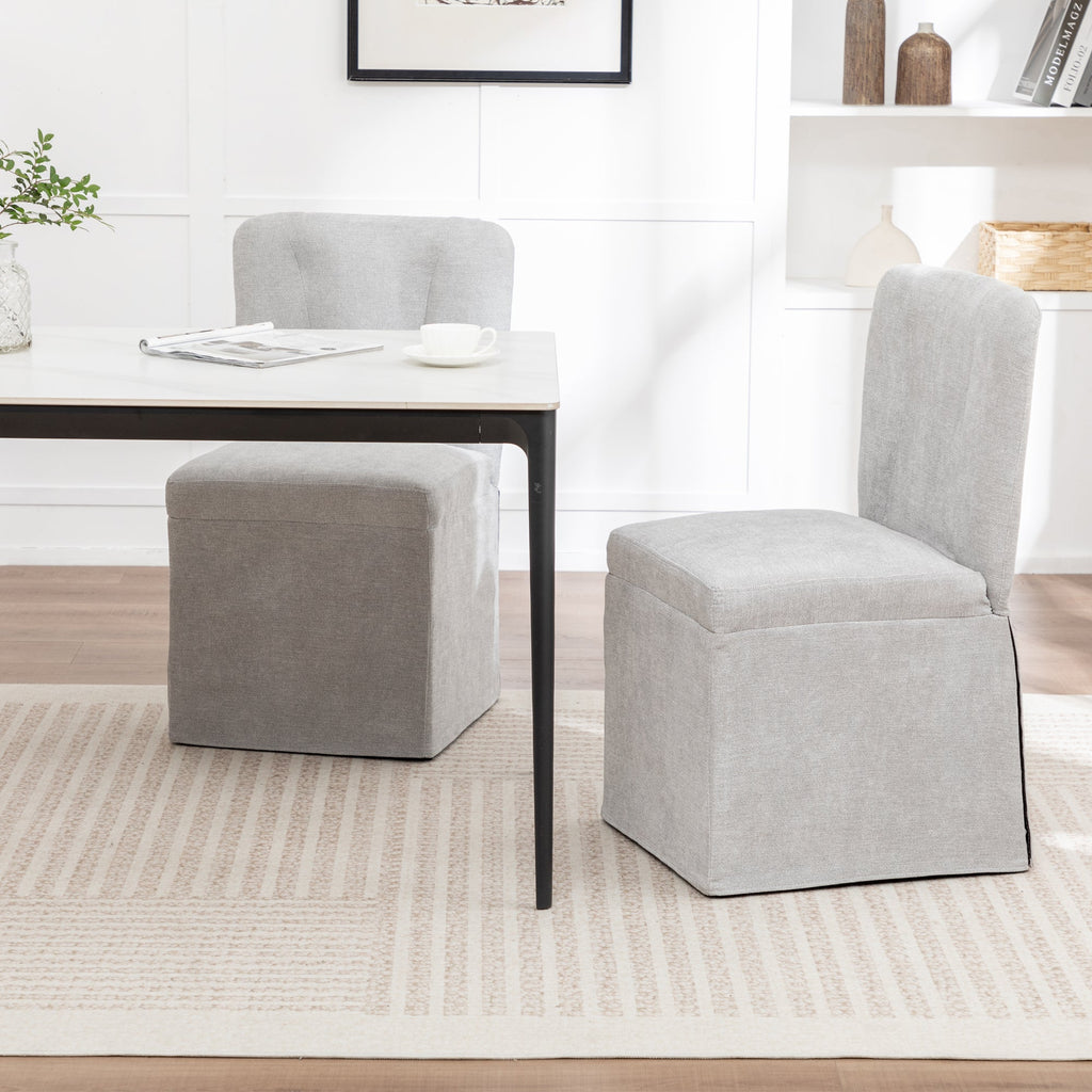 Linen Dining Chairs - Set of 2 Modern Fabric Side Chairs