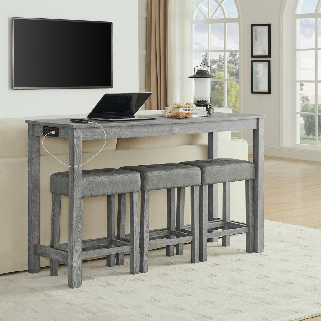 59 Inch Bar Table, Dining Table and Chair Set