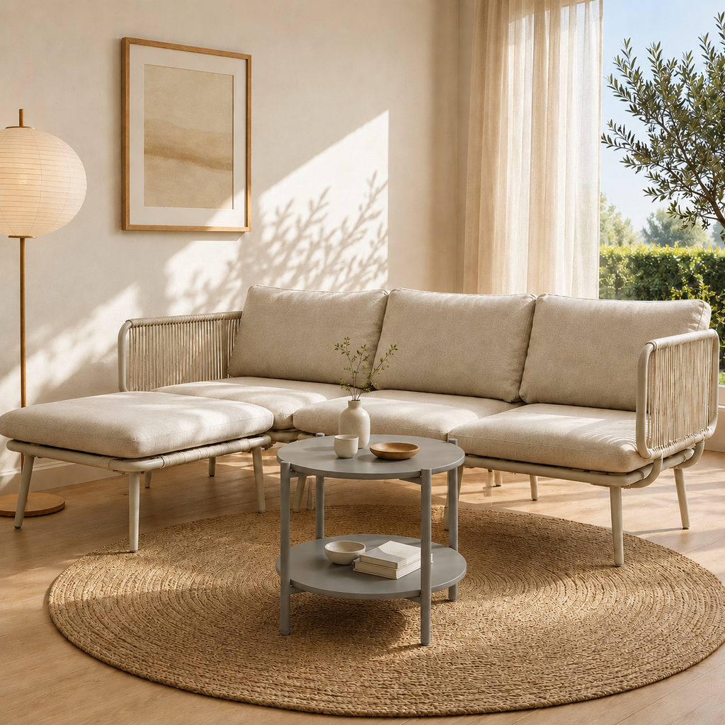 Metal Round Side Table with 2-Tier Design
