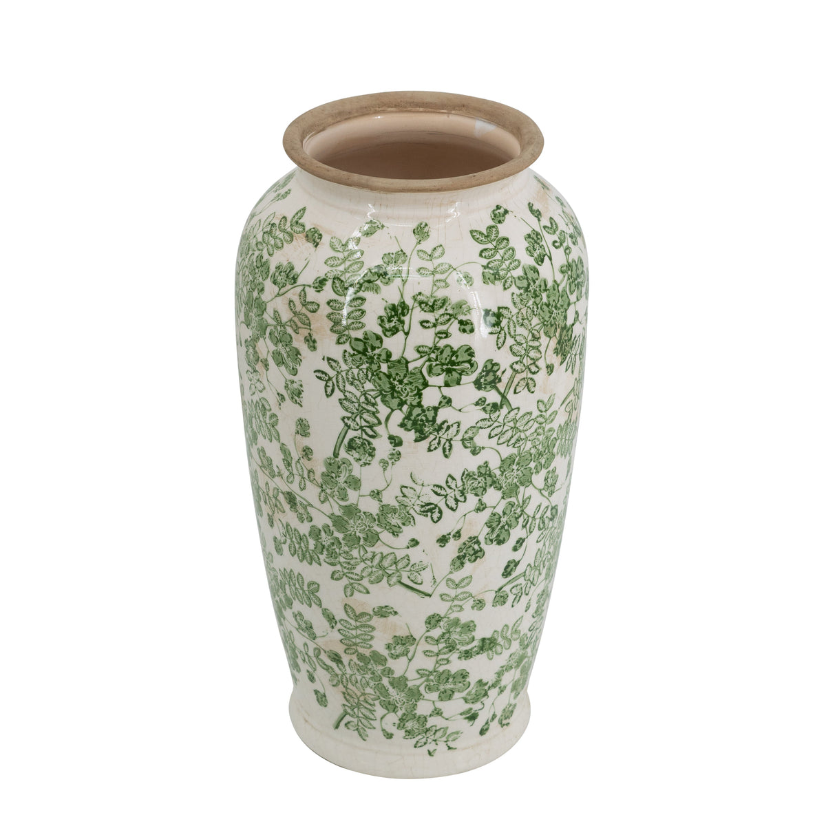 Ceramic Accent Vase With Floral Patterns