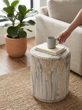 18.5-Inch Modern Marble-Look Stool