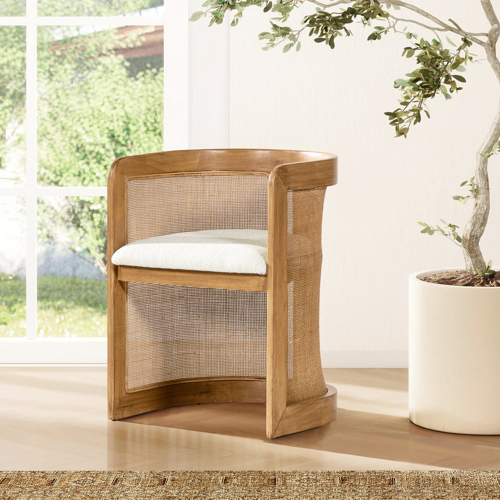 Lilith Curved Rattan Upholstered Dining Chair