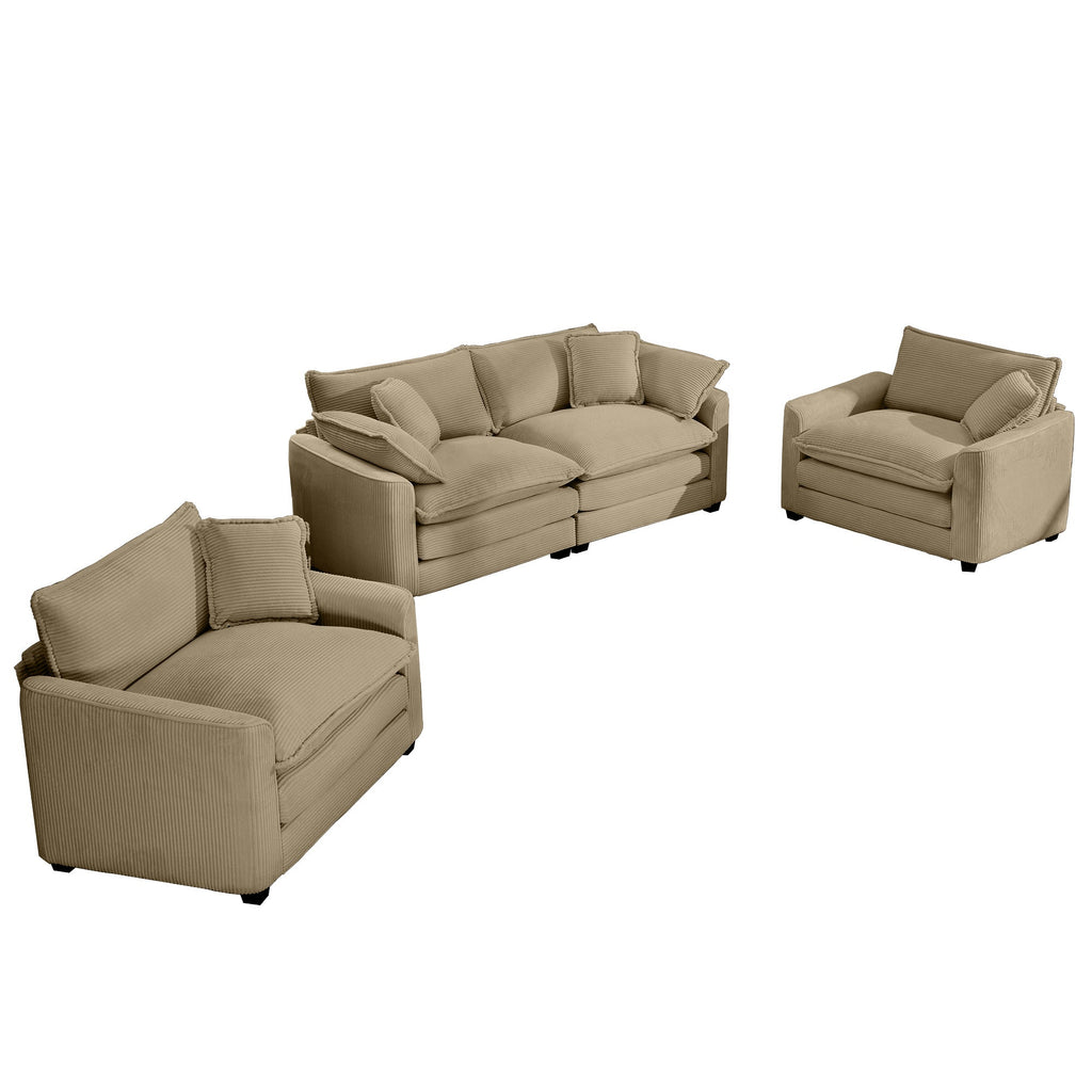 Warm and Cozy Sofa Set with Soft Cushions and Pillows