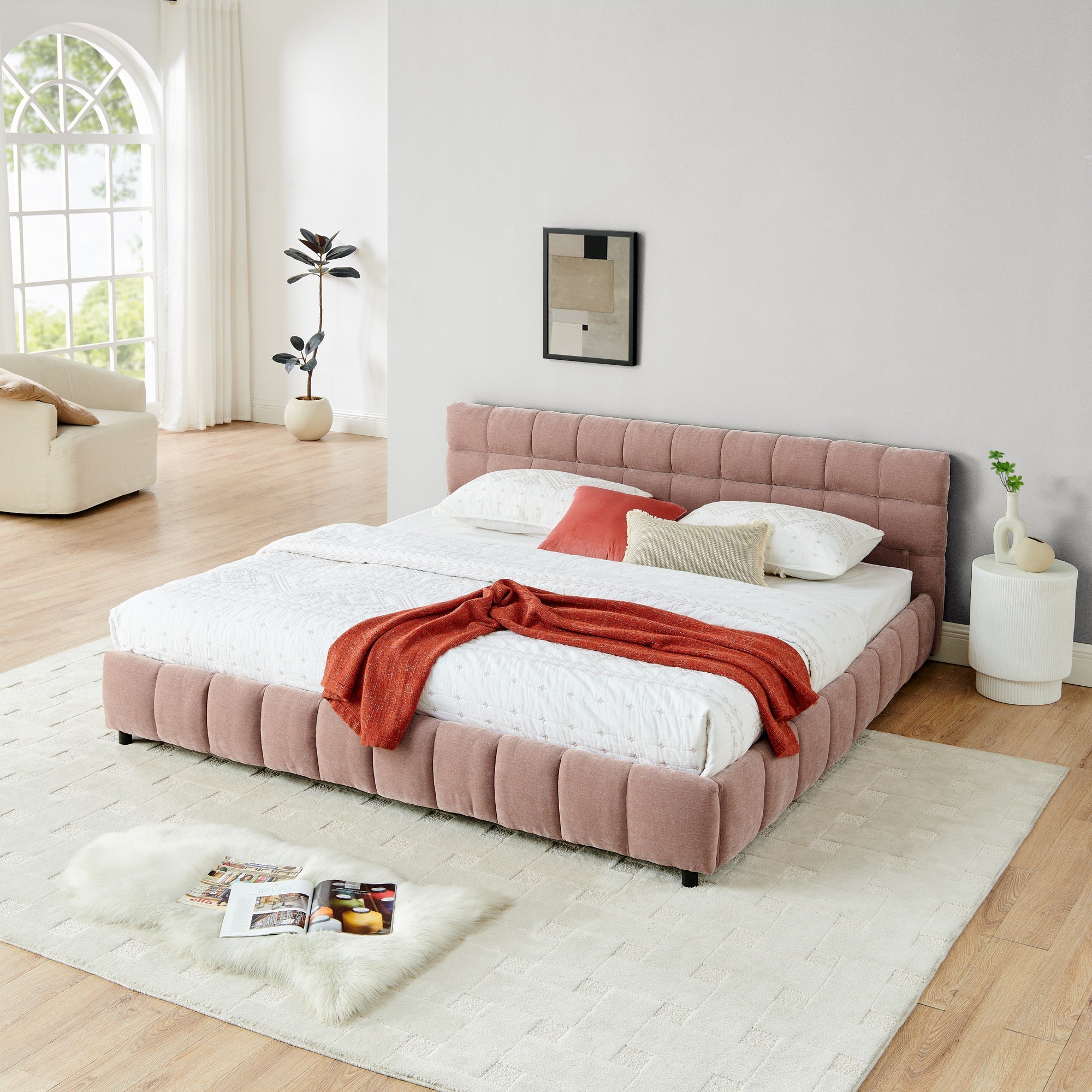 King Size Upholstered Bed Frame with Storage