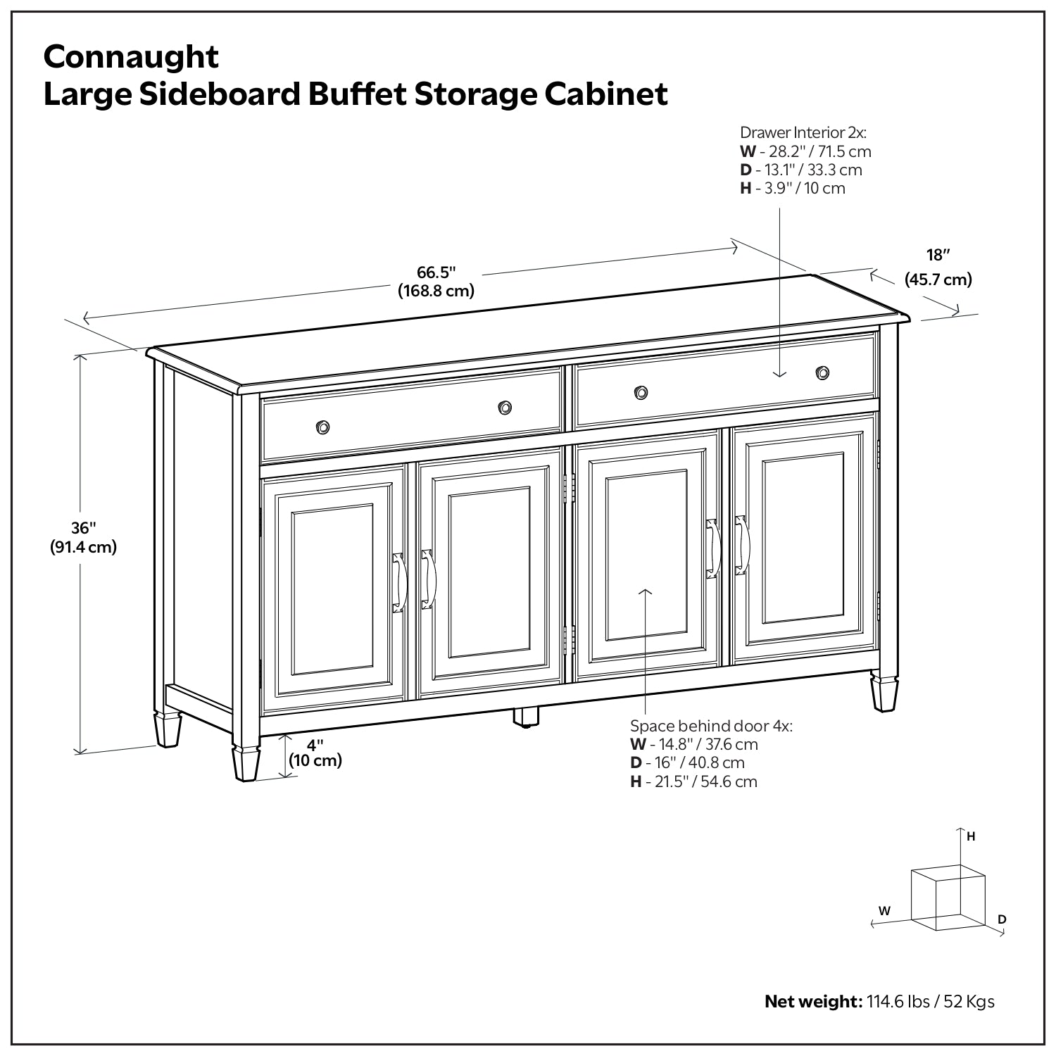 Connaught Large Sideboard Buffet Storage Cabinet