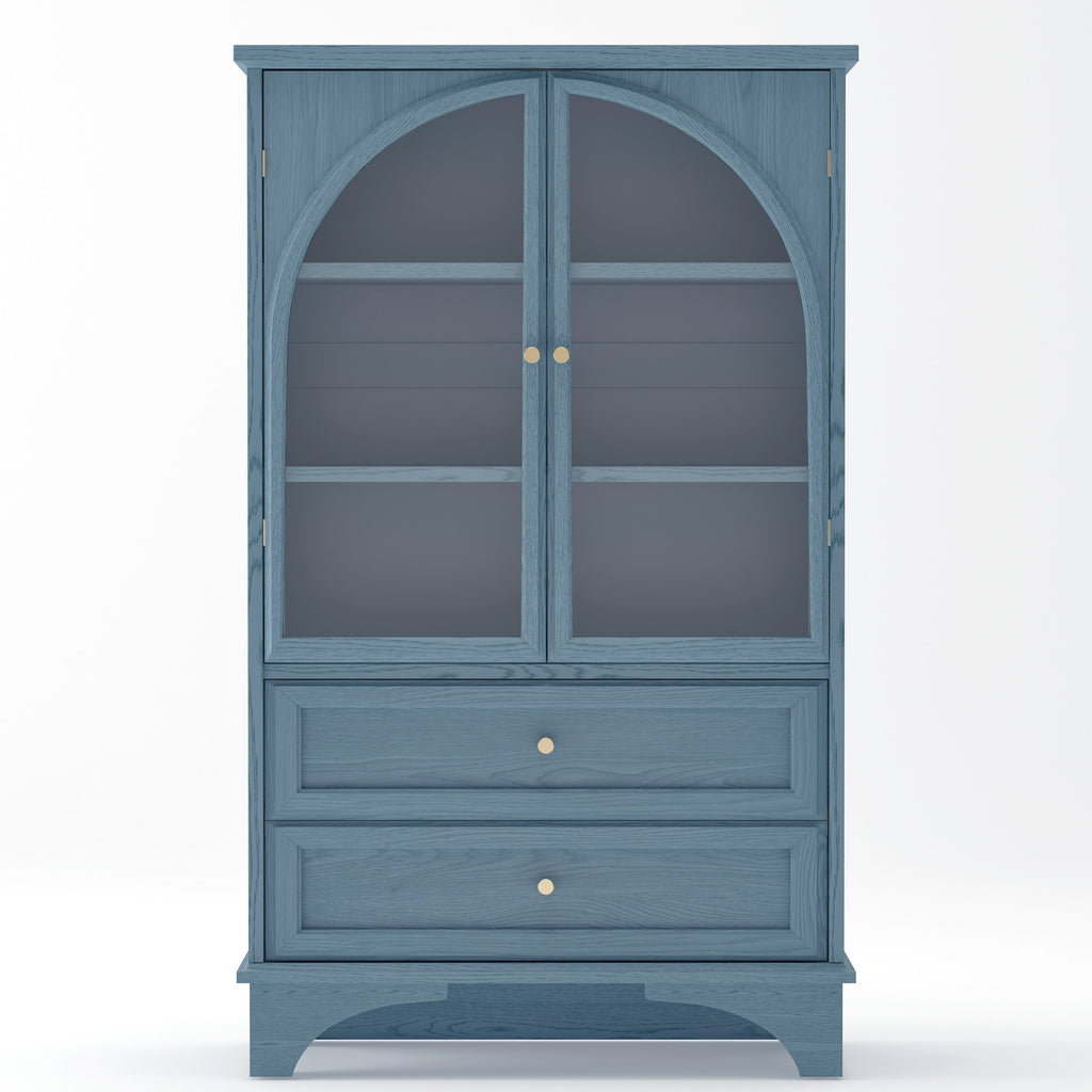 52.17"H Glass Door Display Case Storage Cabinet