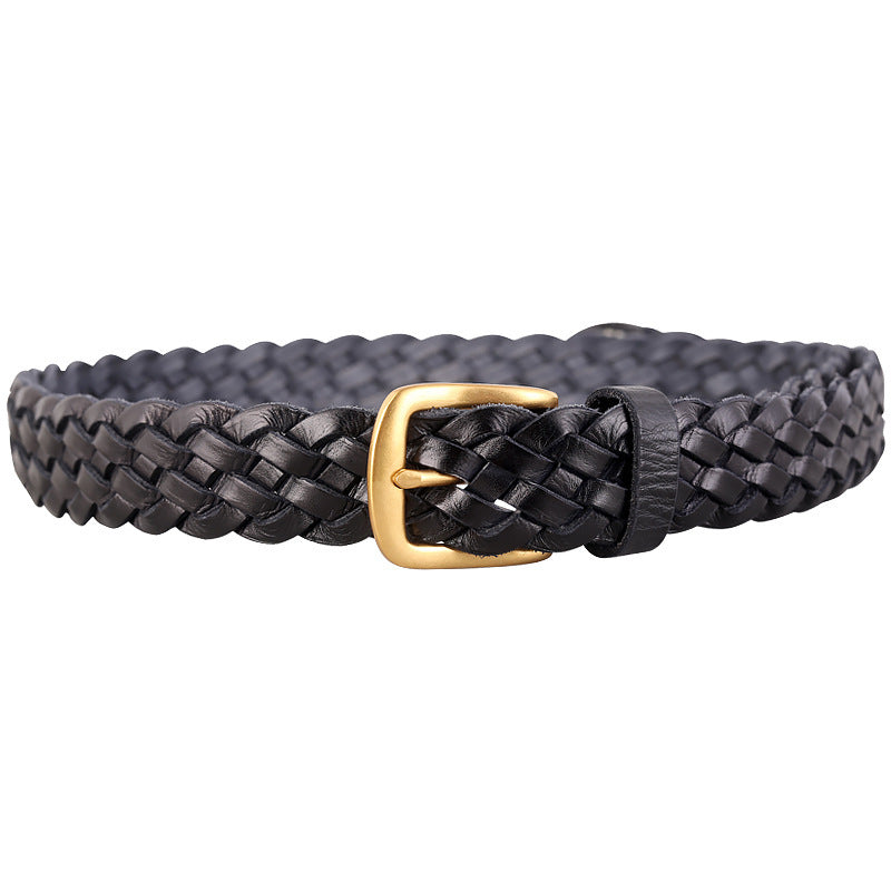 Vintage Woven Vegetable-Tanned Leather Belt