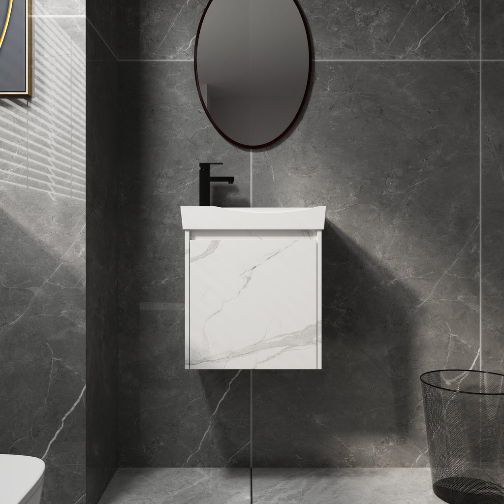 20" Wall-Mounted Bathroom Vanity with Ceramic Sink