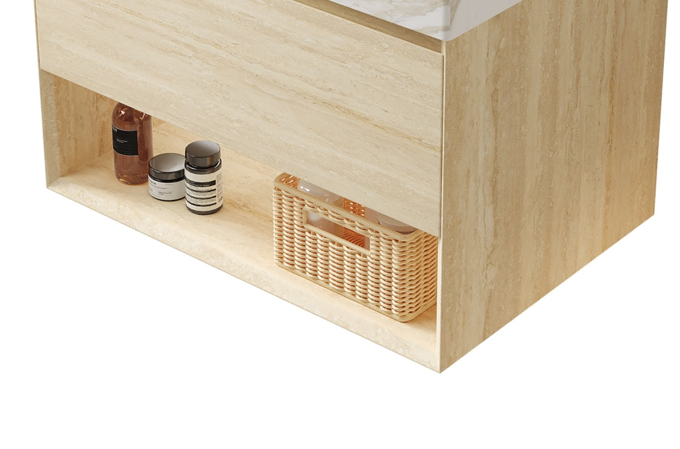 Frigga 30" Wall-Mounted Cabinet with One Drawer and Open Shelf