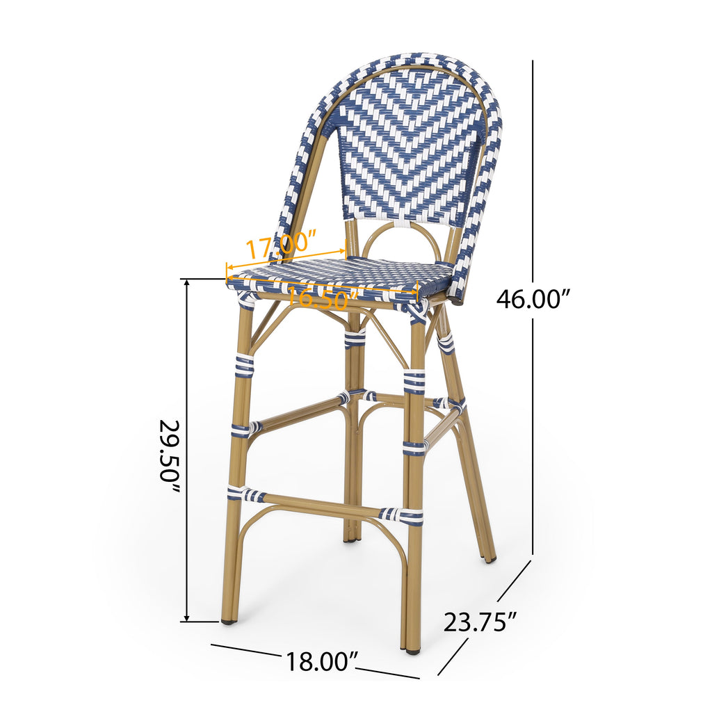 29.5" Outdoor PE Rattan French Barstool
