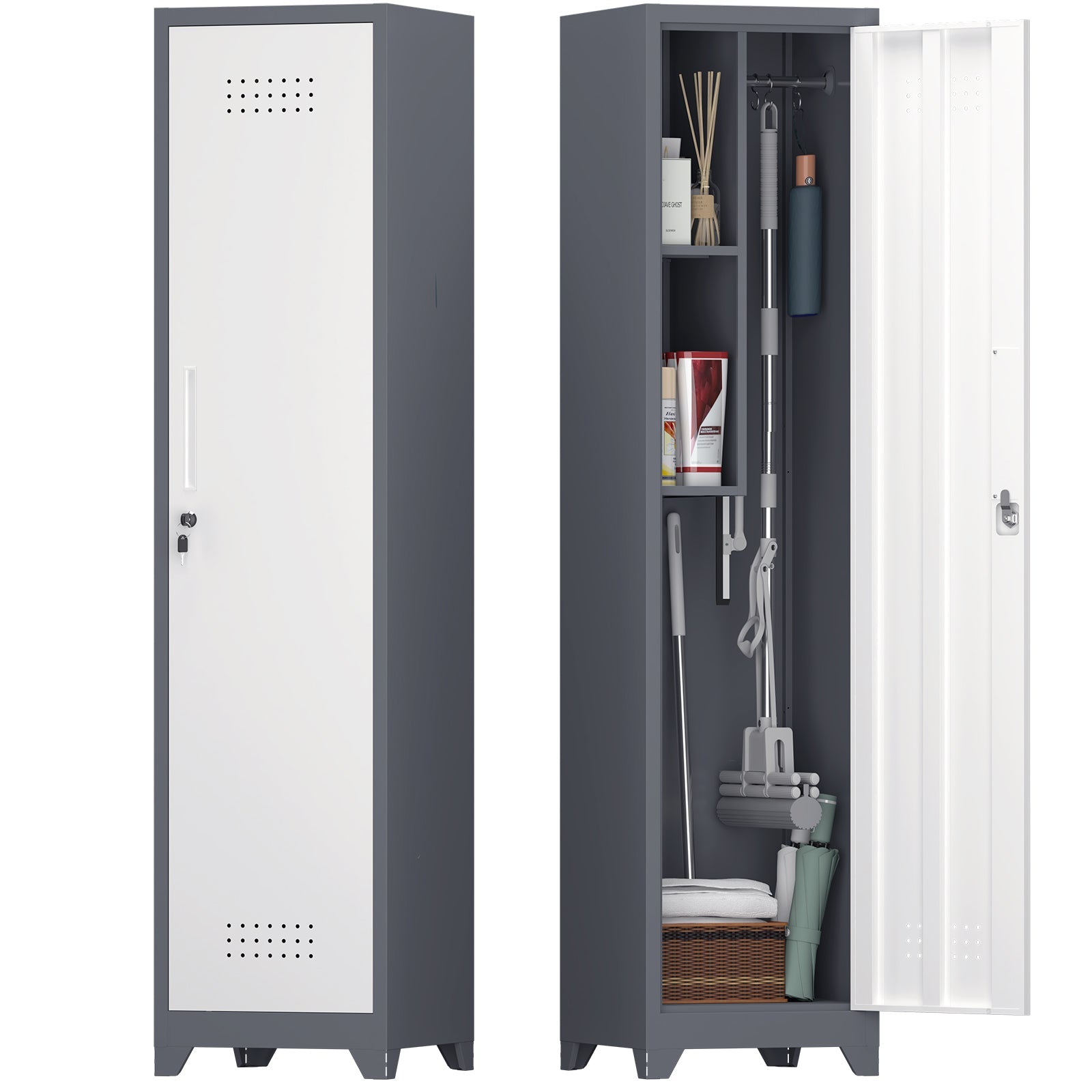 Metal Broom Storage Cabinet