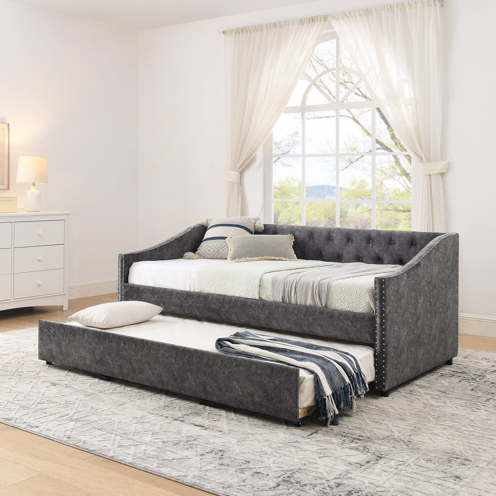Twin Size Daybed with USB Charging & Pull-out Extendable Bed
