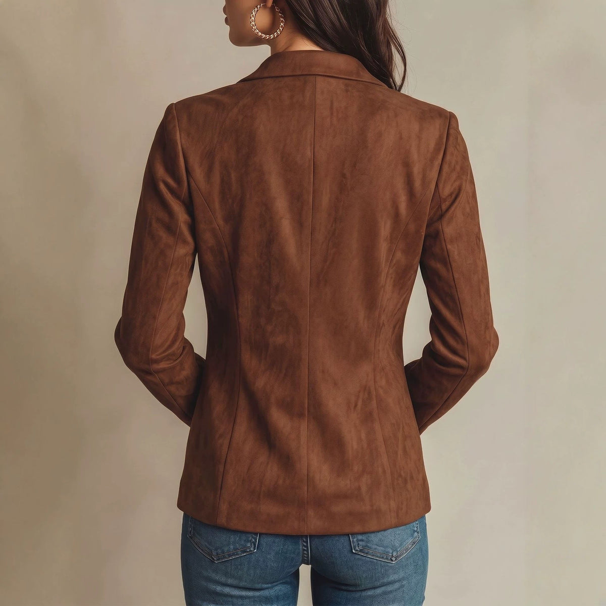 Khaki Petite Blazer Elegant Womens Suit Jacket