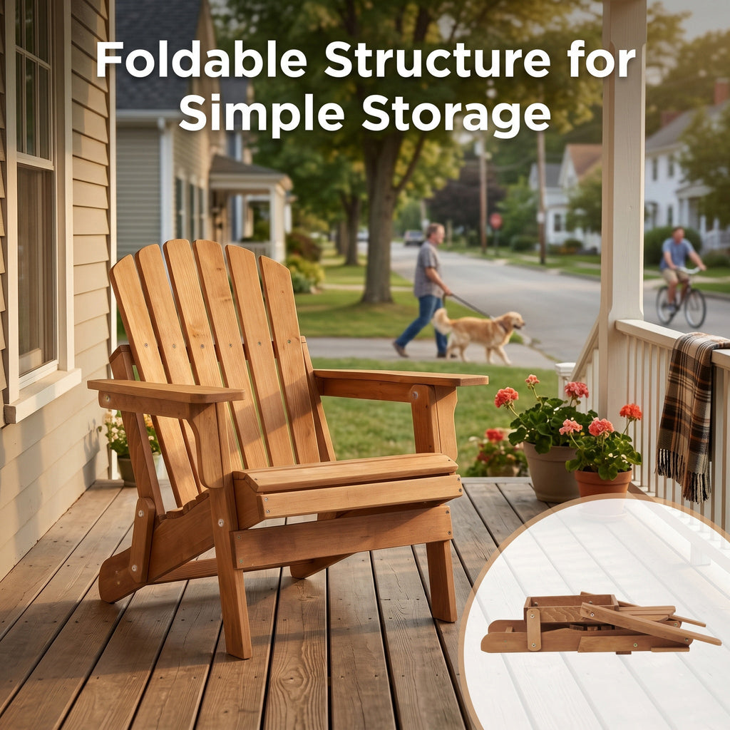 Oversize Wooden Outdoor Folding Adirondack Chair