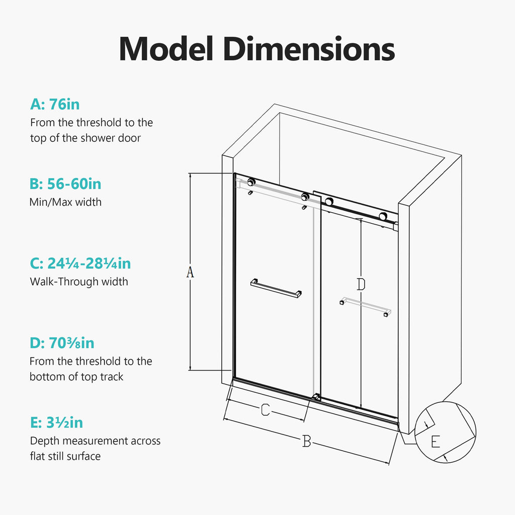 Frameless Double Sliding Soft-Close Shower Door in Brushed