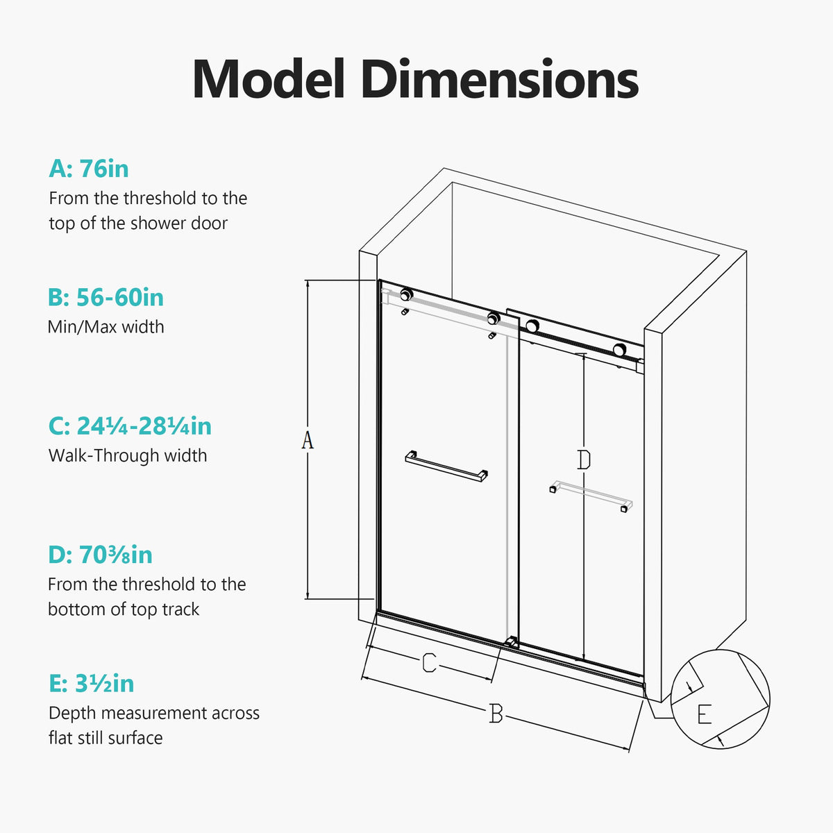 Frameless Double Sliding Soft-Close Shower Door in Brushed
