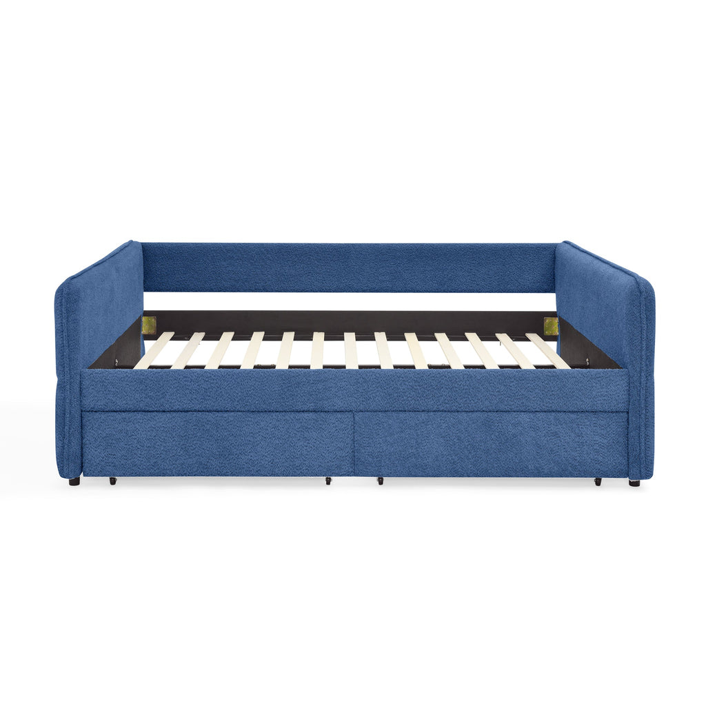 Queen Size Daybed with Two Drawers - Upholstered Tufted Sofa Bed