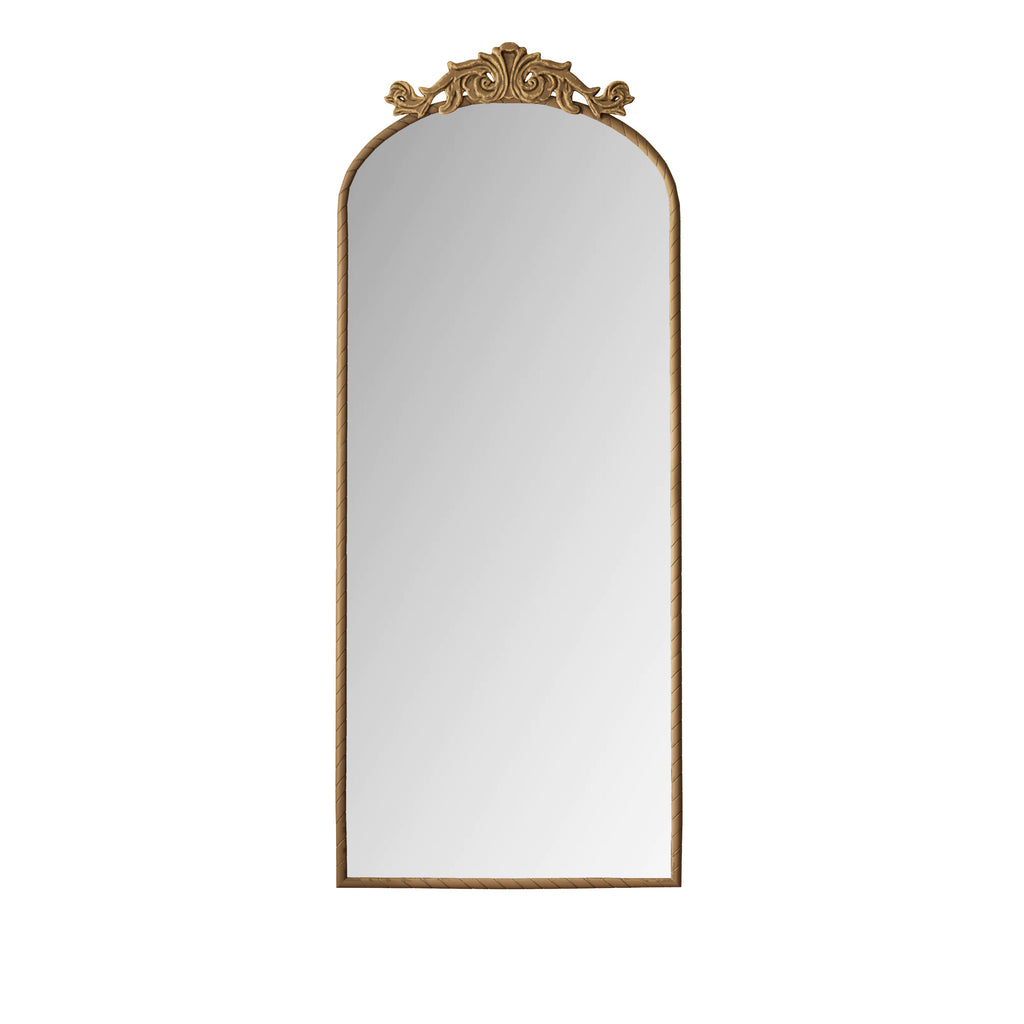 58"x24" Arched Full Body Mirror with Vintage Ornate Carving