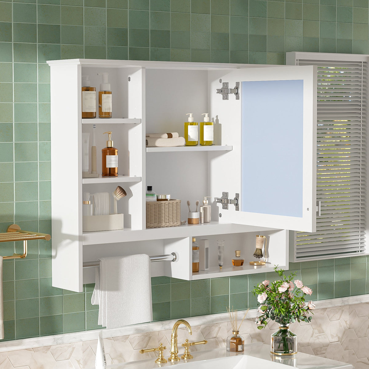35 inch Wall-Mount 2-in-1 Mirror Cabinet