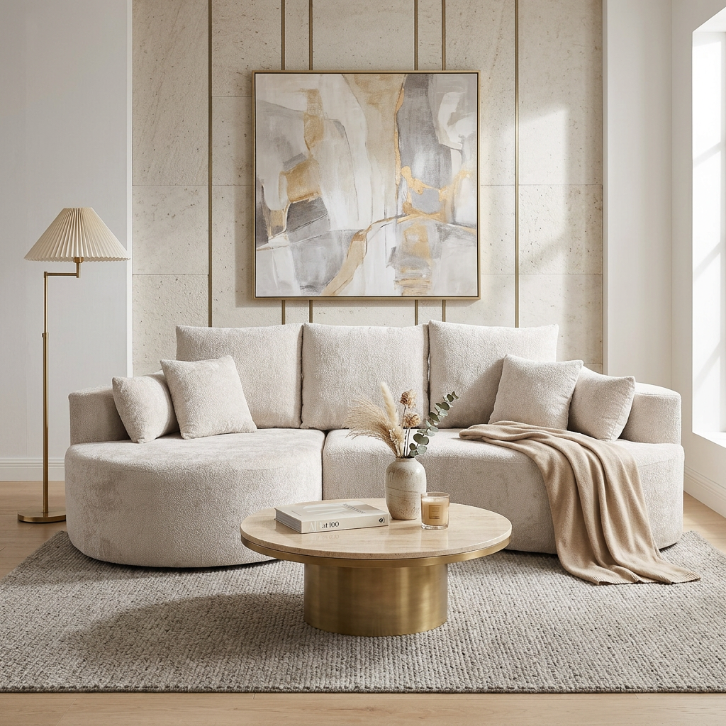 106 in. 2-Piece Fabric Cloud Curved Sectional Sofa with Chaise