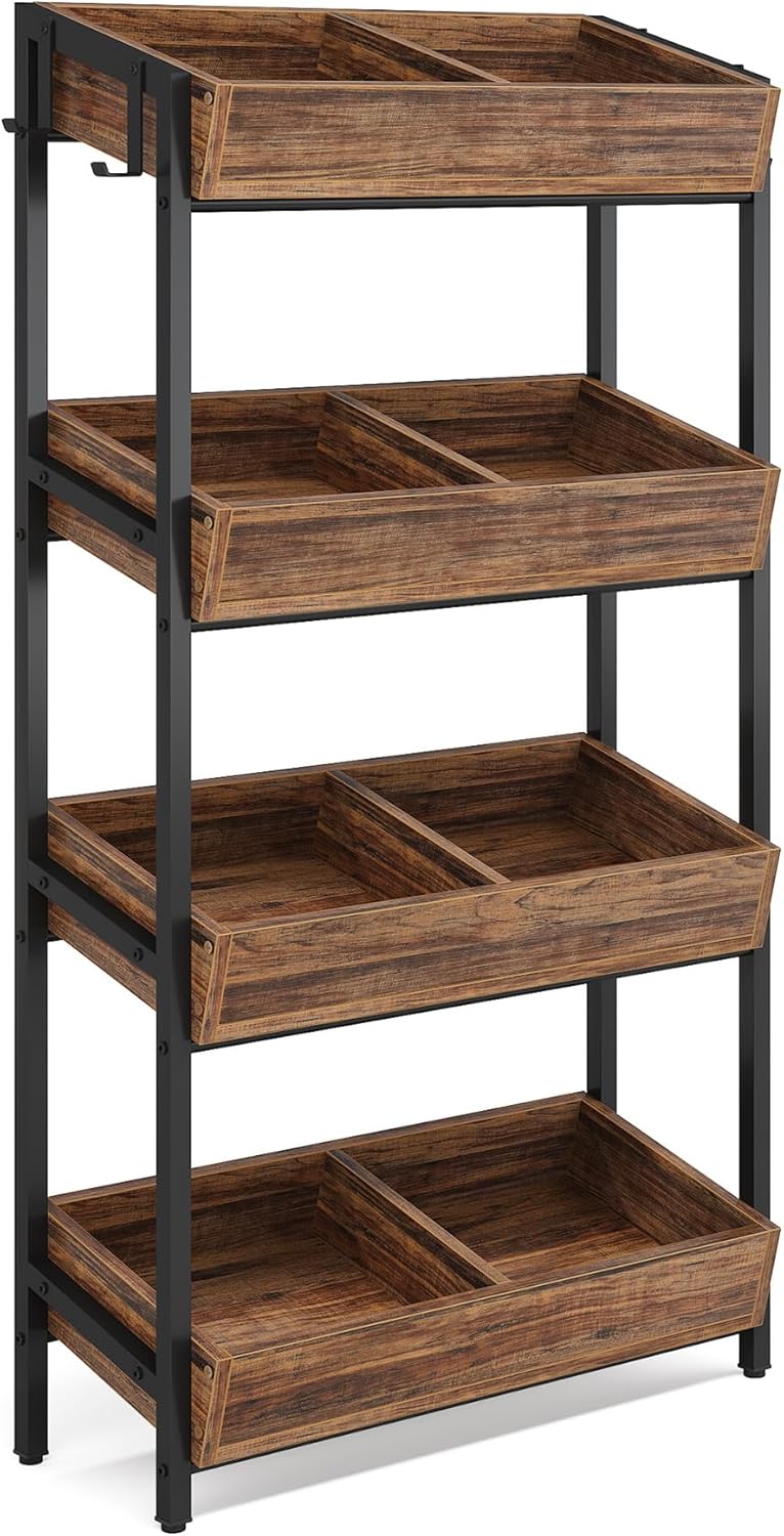 30 Inches 4-Tier Retail Display Rack with Hooks