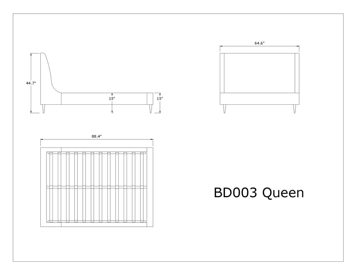 Heather Upholstered Velvet Queen Bed
