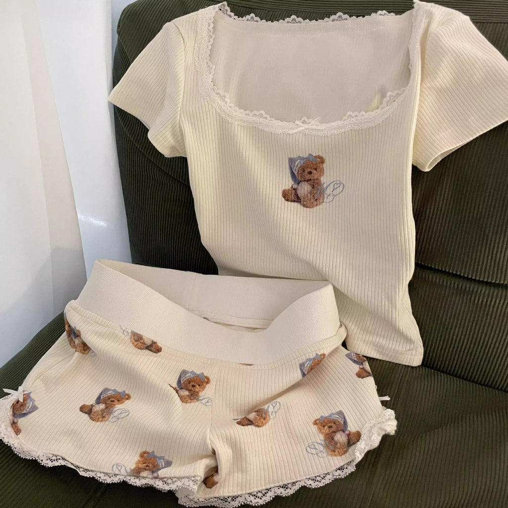 Cute Little Bear Lace Shorts Womens Summer Thin Style