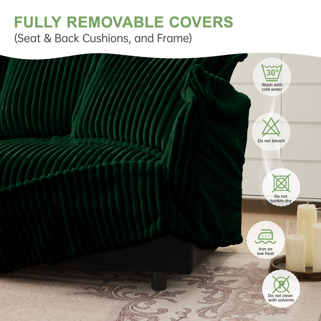 Upholstered Slipcovered Armchair with Ottoman Set of 2