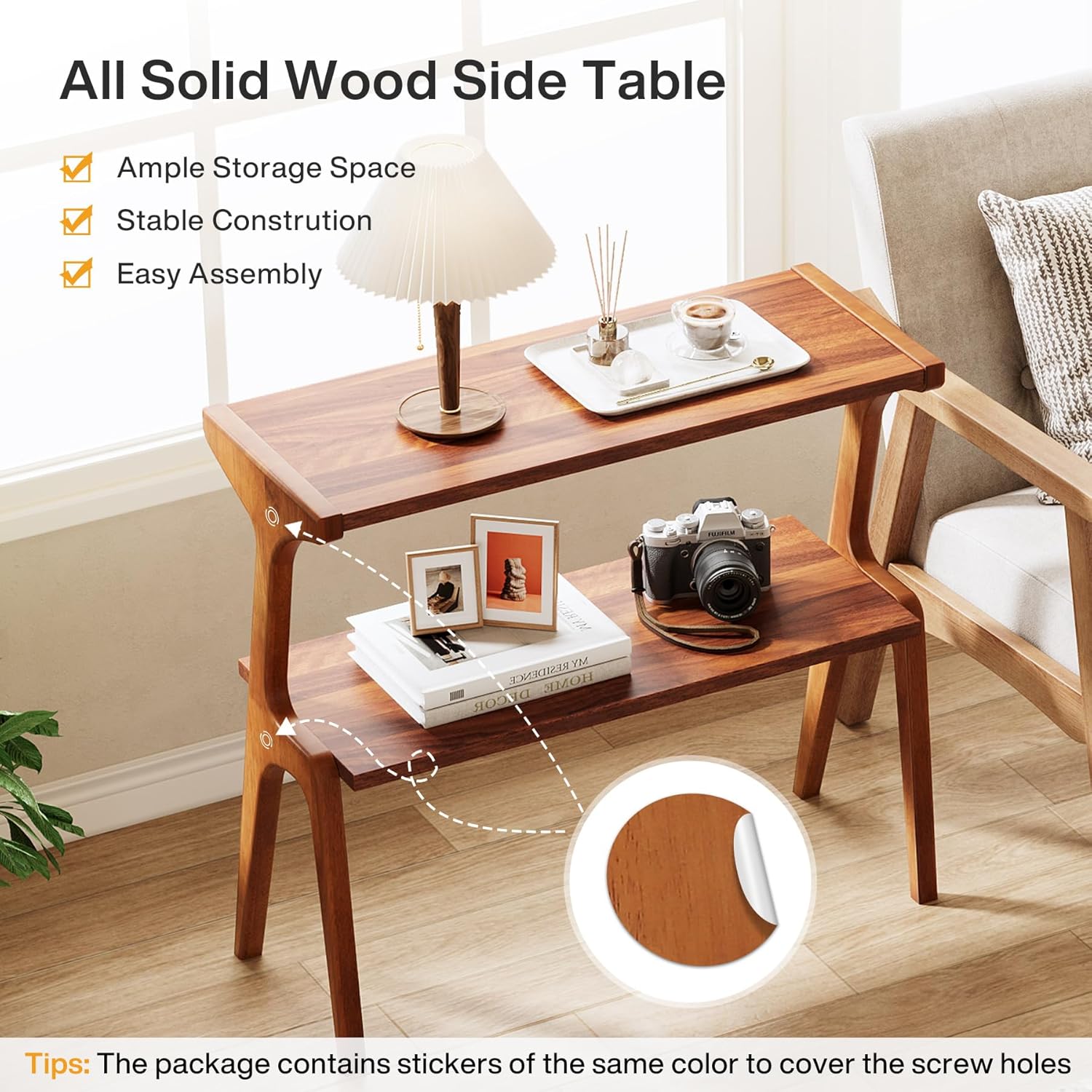 Mid Century Modern Solid Wood End Table