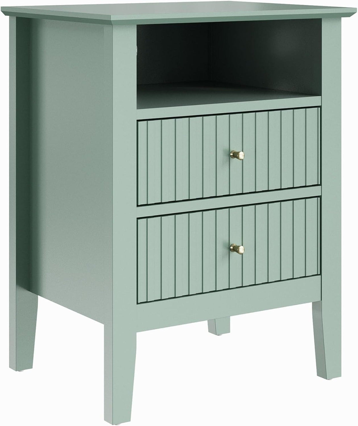 18" Green Fluted Nightstand