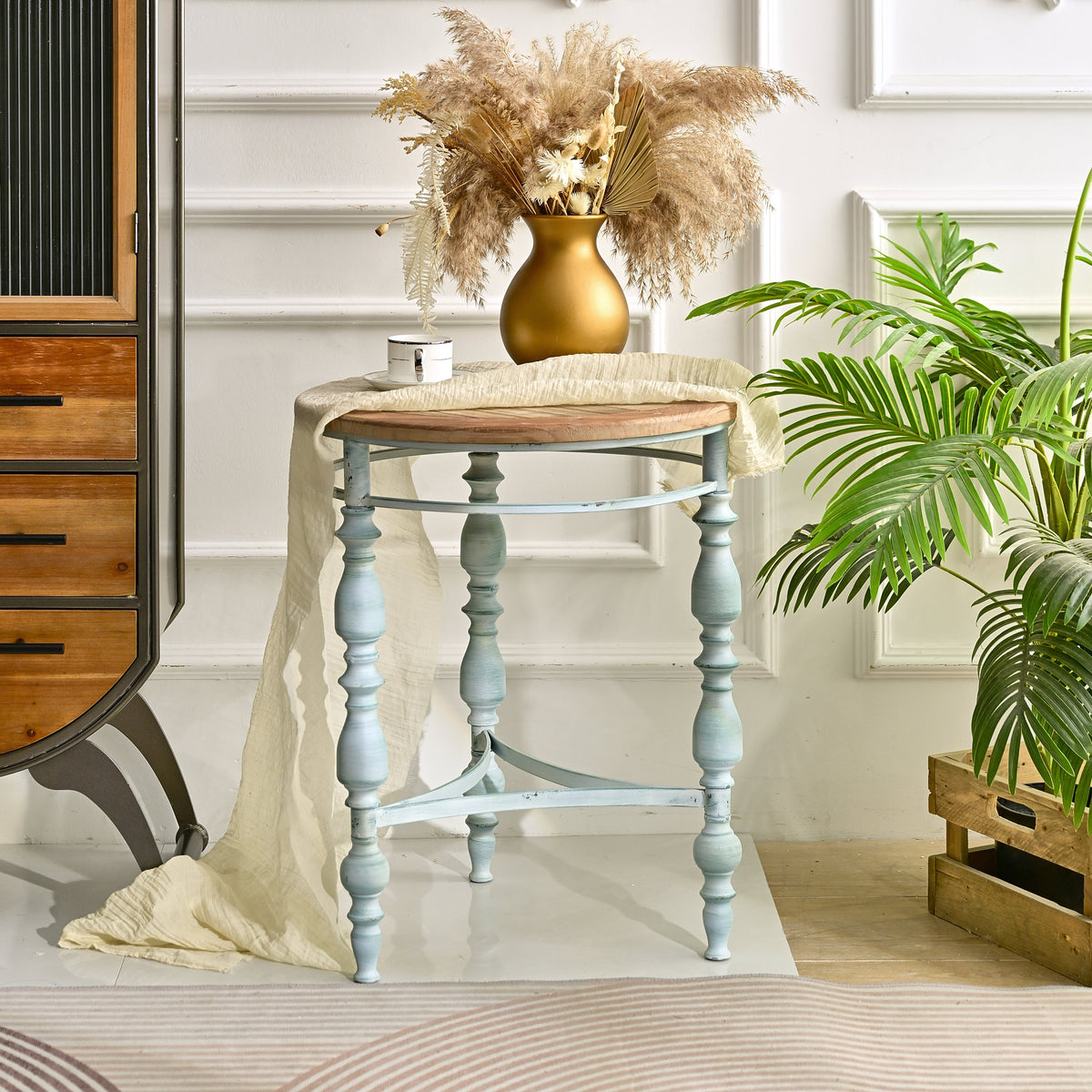 Accent Rustic Wooden Carved Coffee Table