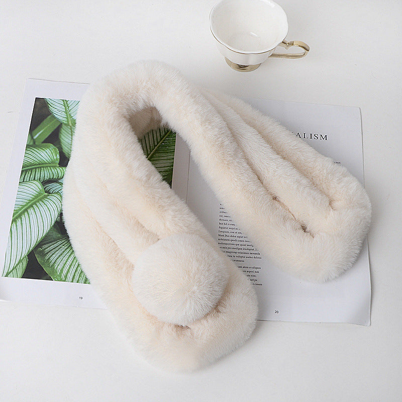 Rex Rabbit Fur Scarf For Women, Winter, Korean Style, Versatile, Thick And Warm