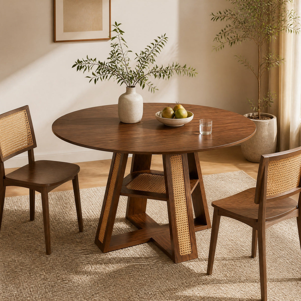 Extendable Round Dining Table for 4-6