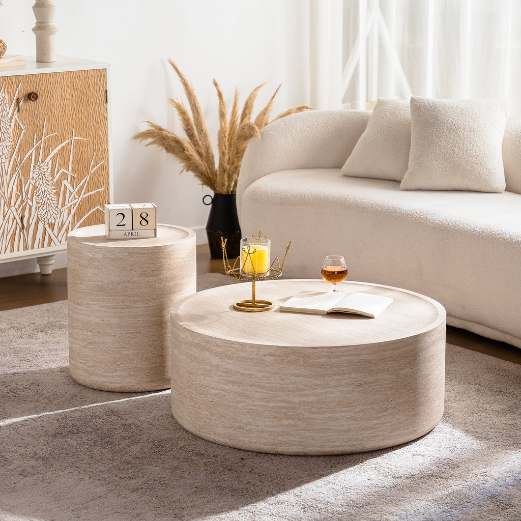 31.5'' Round Coffee Table with Mars Pattern for Living Room