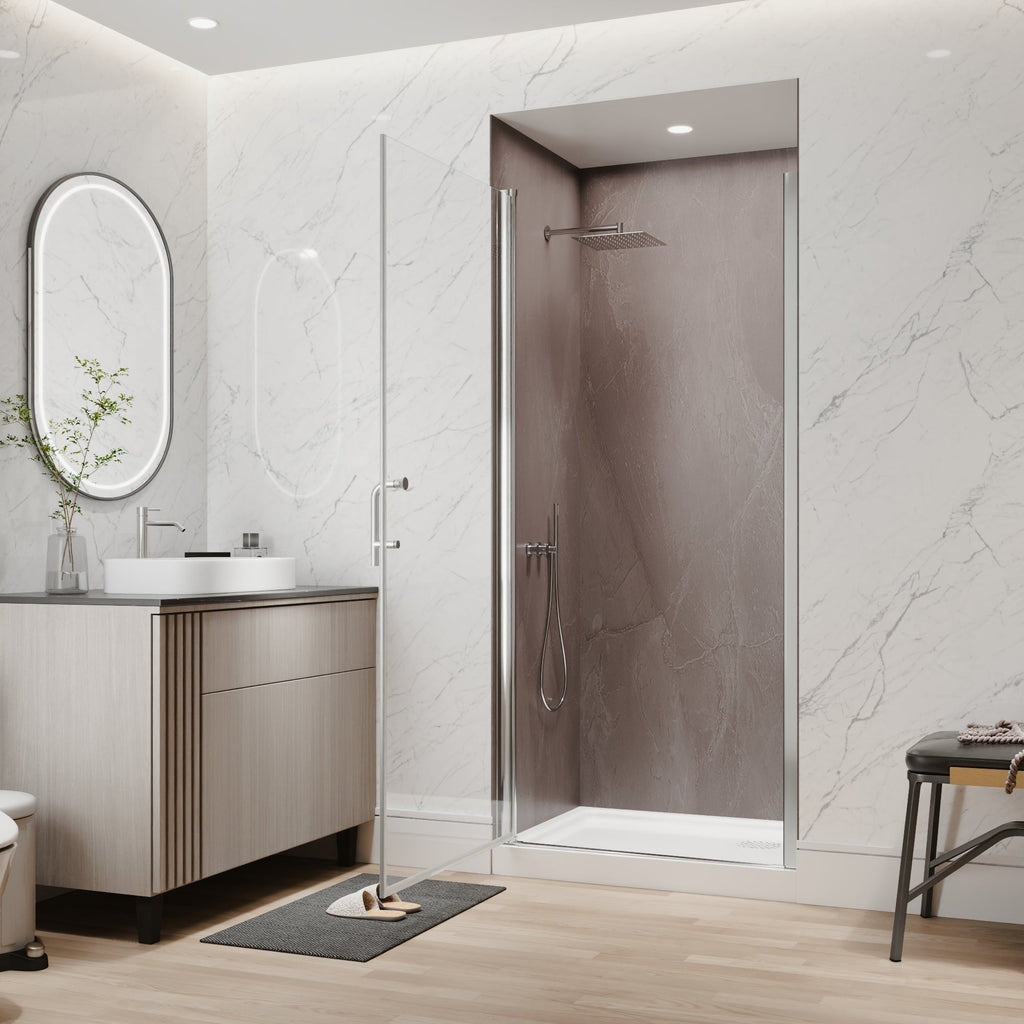 34 In. to 36 In. x 72 In. Semi-Frameless Pivot Shower Door