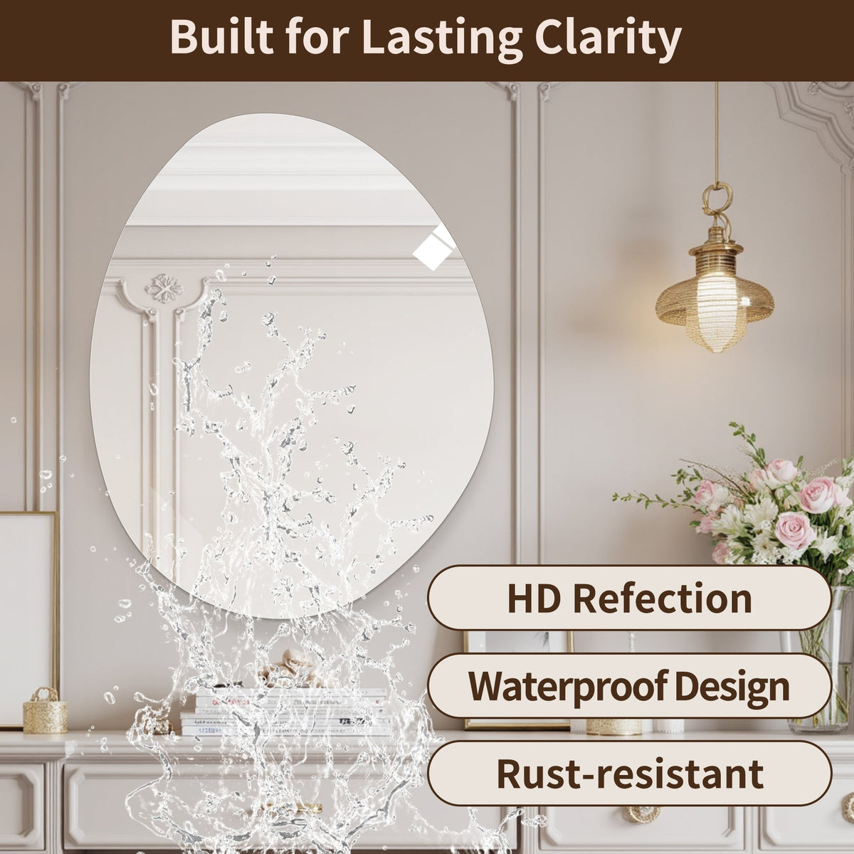 40 in. x 32 in. Modern Asymmetrical Bathroom Wall Mirror