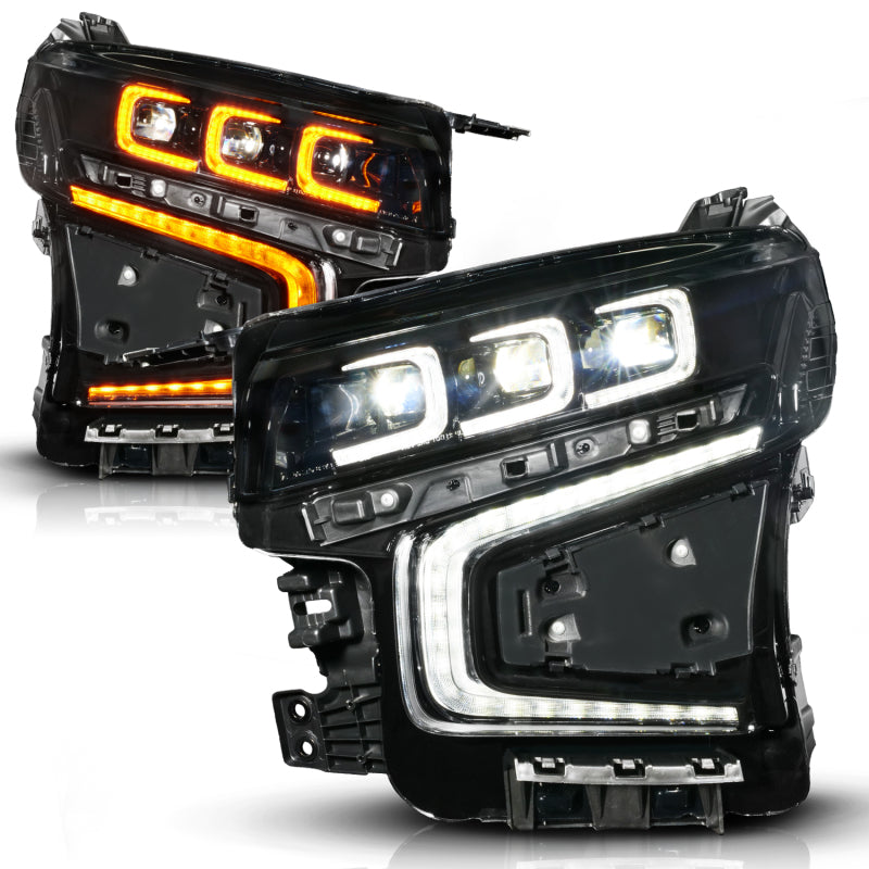 ANZO 21-23 Chevy Tahoe/Suburban LED Light Bar Style Headlights Black w/ Squential DRL (Left Side) 111636X-L
